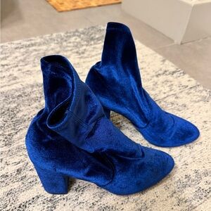 Aquazzura Royal Blue Velvet Heeled Sock Booties